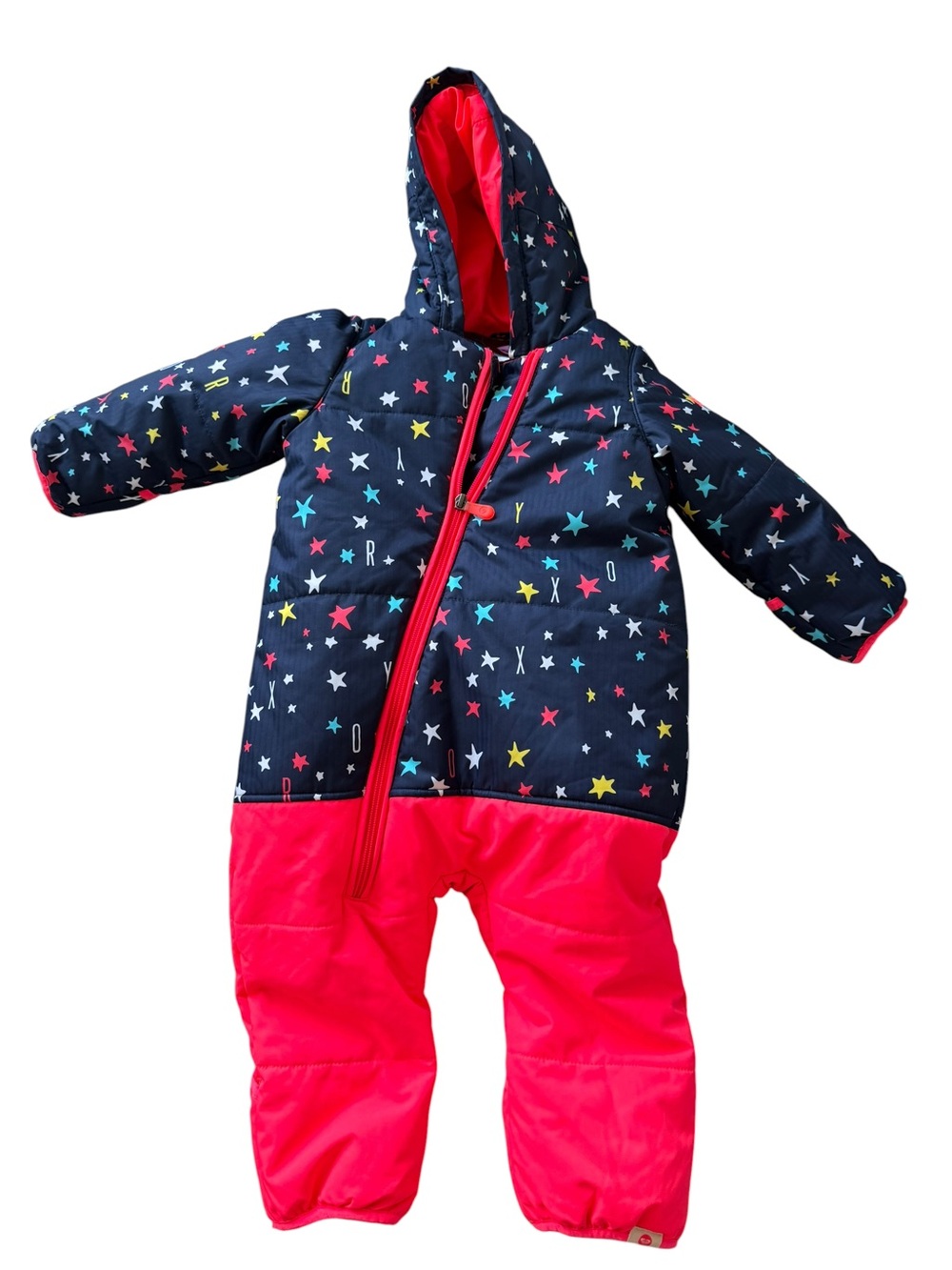 Roxy Navy Hooded Puffer Jacket with Multi-Color Stars 18M